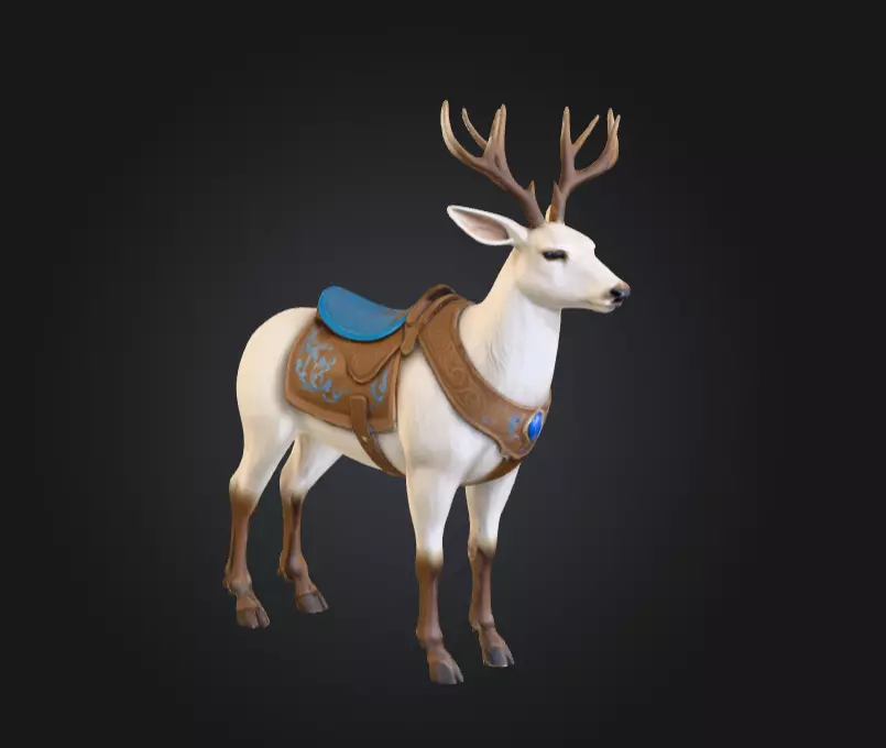 White Deer Mount Low-poly 3D model_3