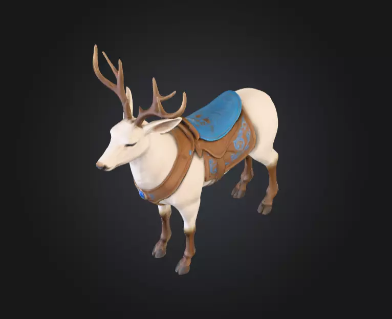 White Deer Mount Low-poly 3D model_7