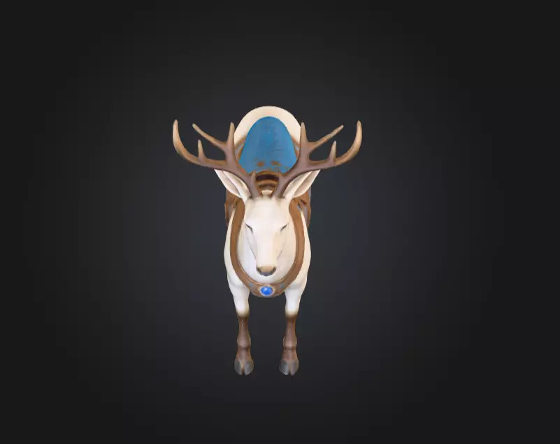 White Deer Mount Low-poly 3D model_11
