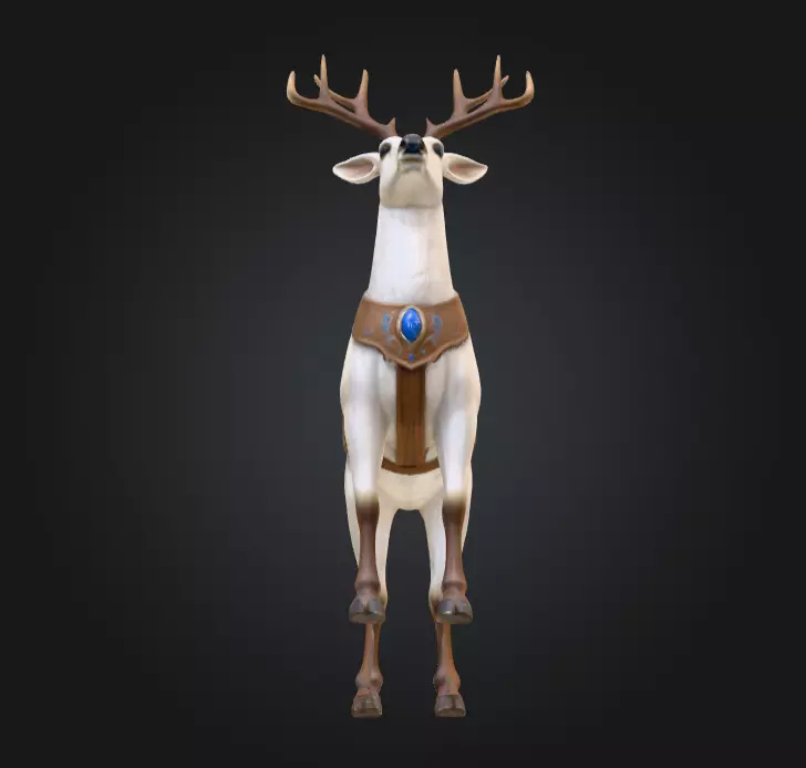 White Deer Mount Low-poly 3D model_12
