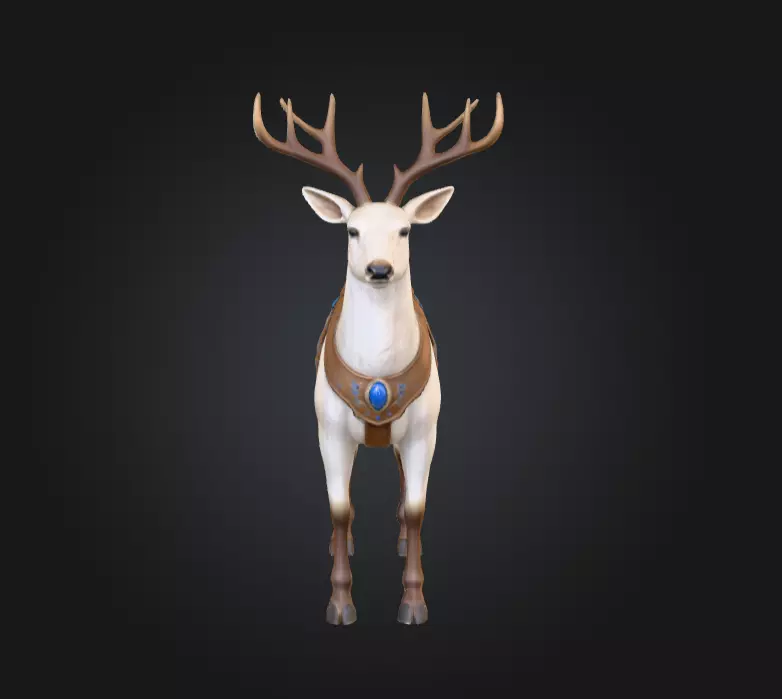 White Deer Mount Low-poly 3D model_0