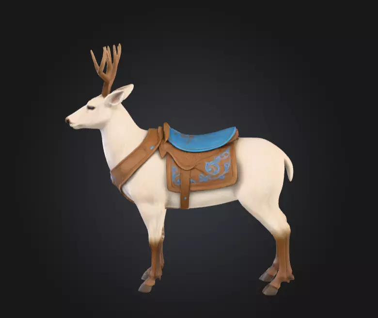 White Deer Mount Low-poly 3D model_6
