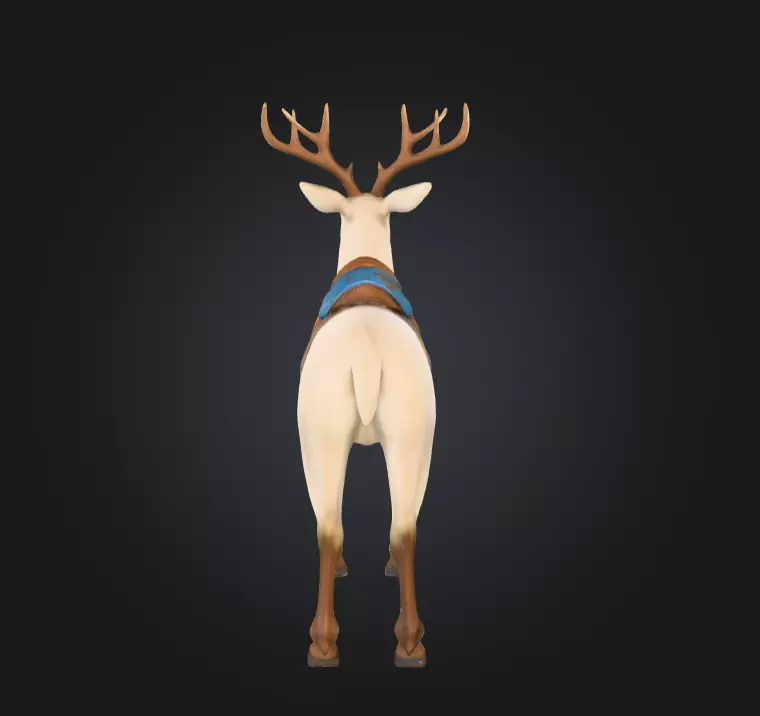White Deer Mount Low-poly 3D model_4