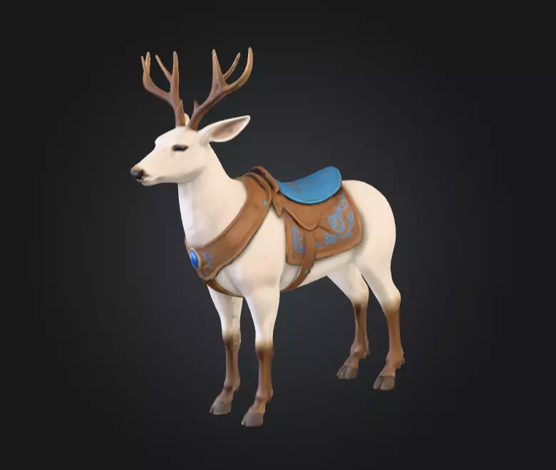 White Deer Mount Low-poly 3D model_5