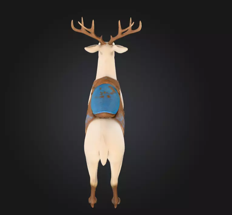 White Deer Mount Low-poly 3D model_10