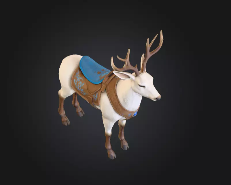 White Deer Mount Low-poly 3D model_8