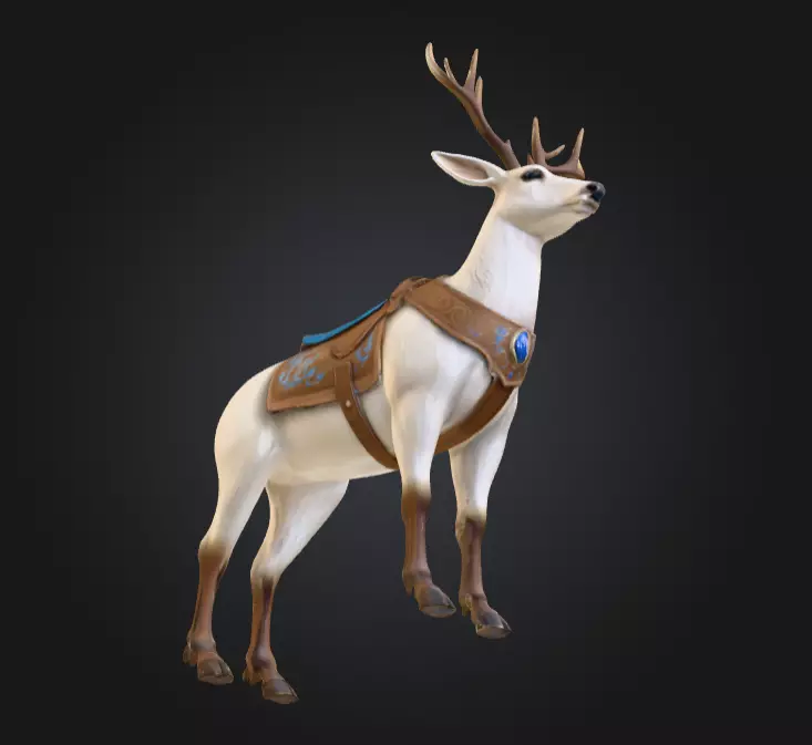 White Deer Mount Low-poly 3D model_15