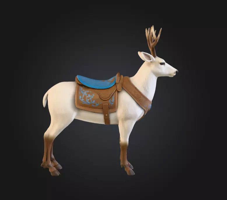 White Deer Mount Low-poly 3D model_2