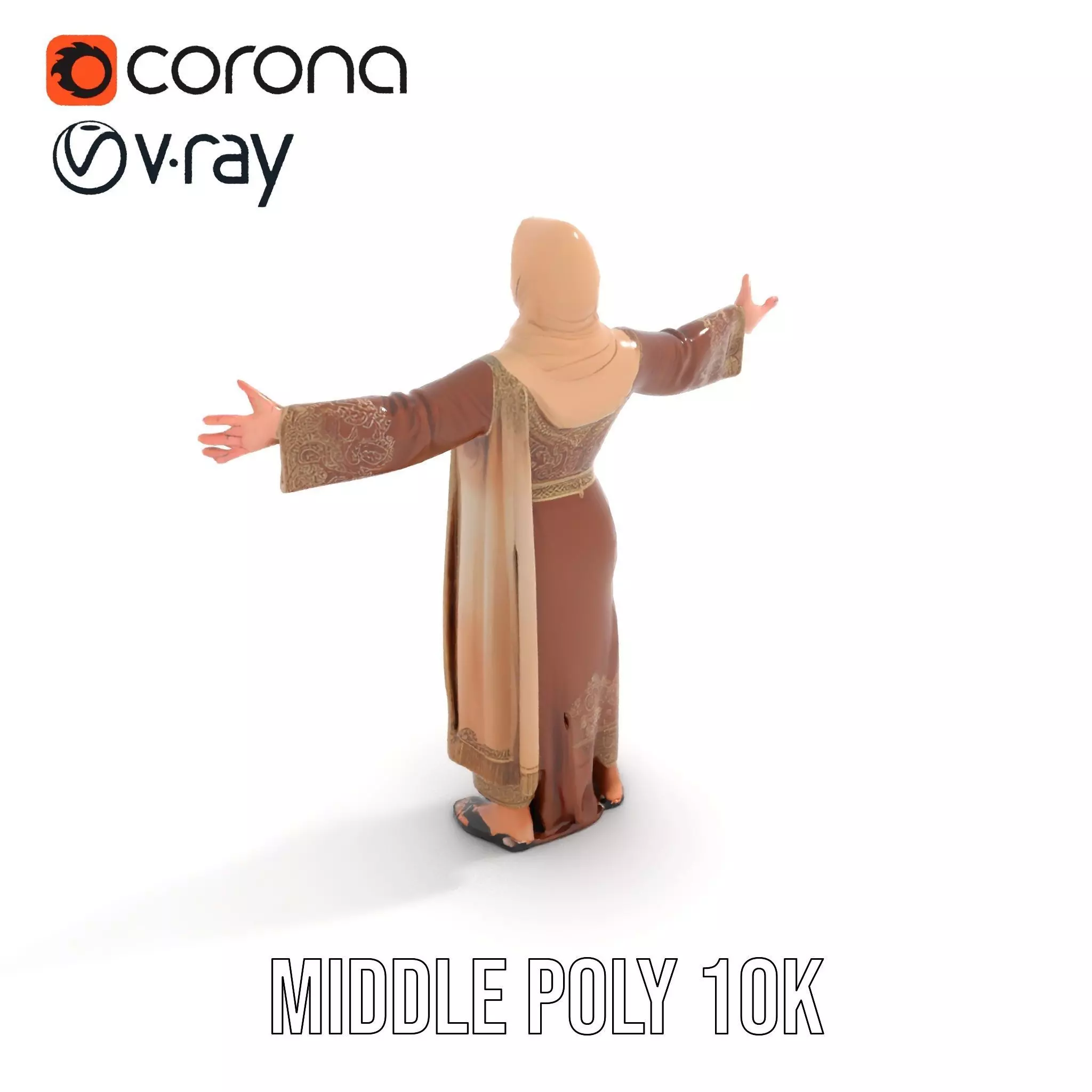 Elegant Brown Abaya model pack Low-poly 3D model_5