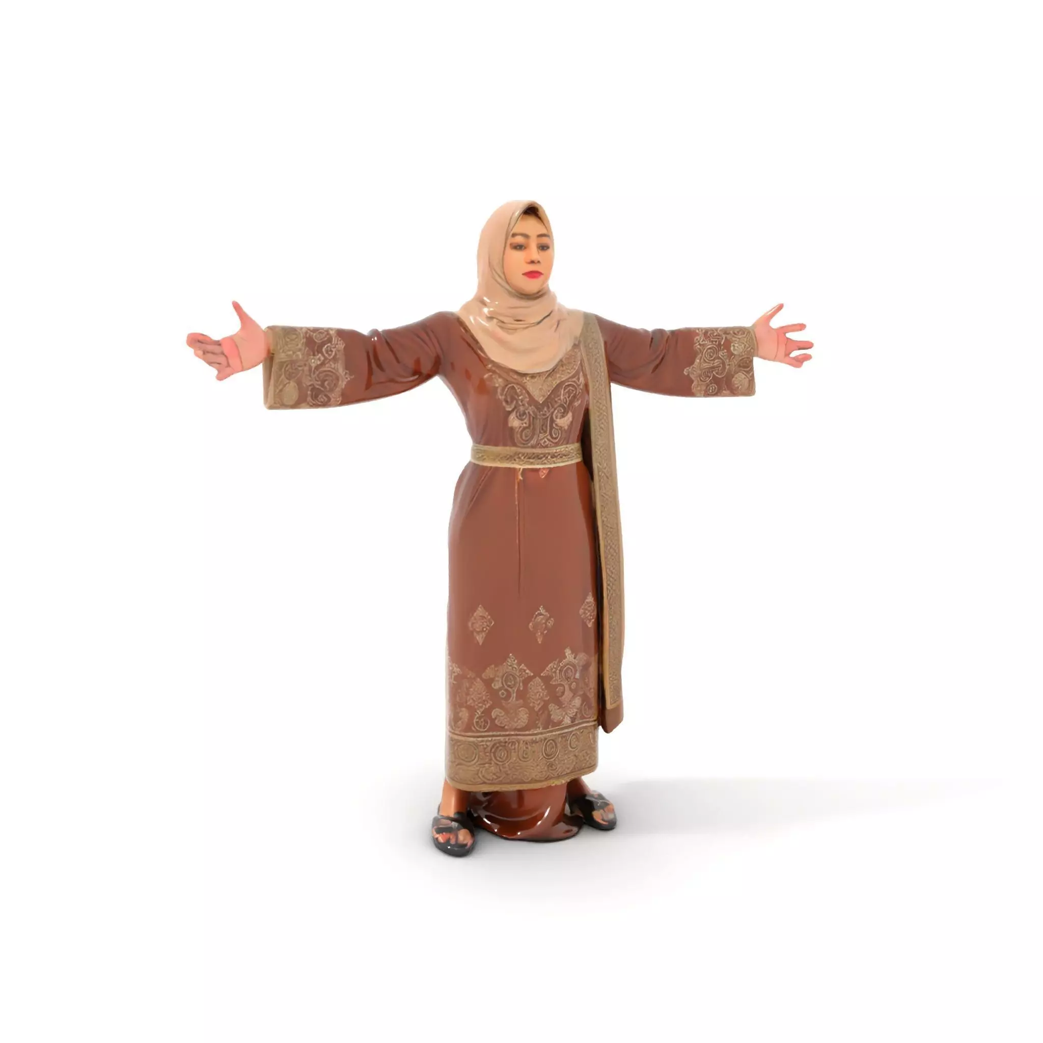 Elegant Brown Abaya model pack Low-poly 3D model_0