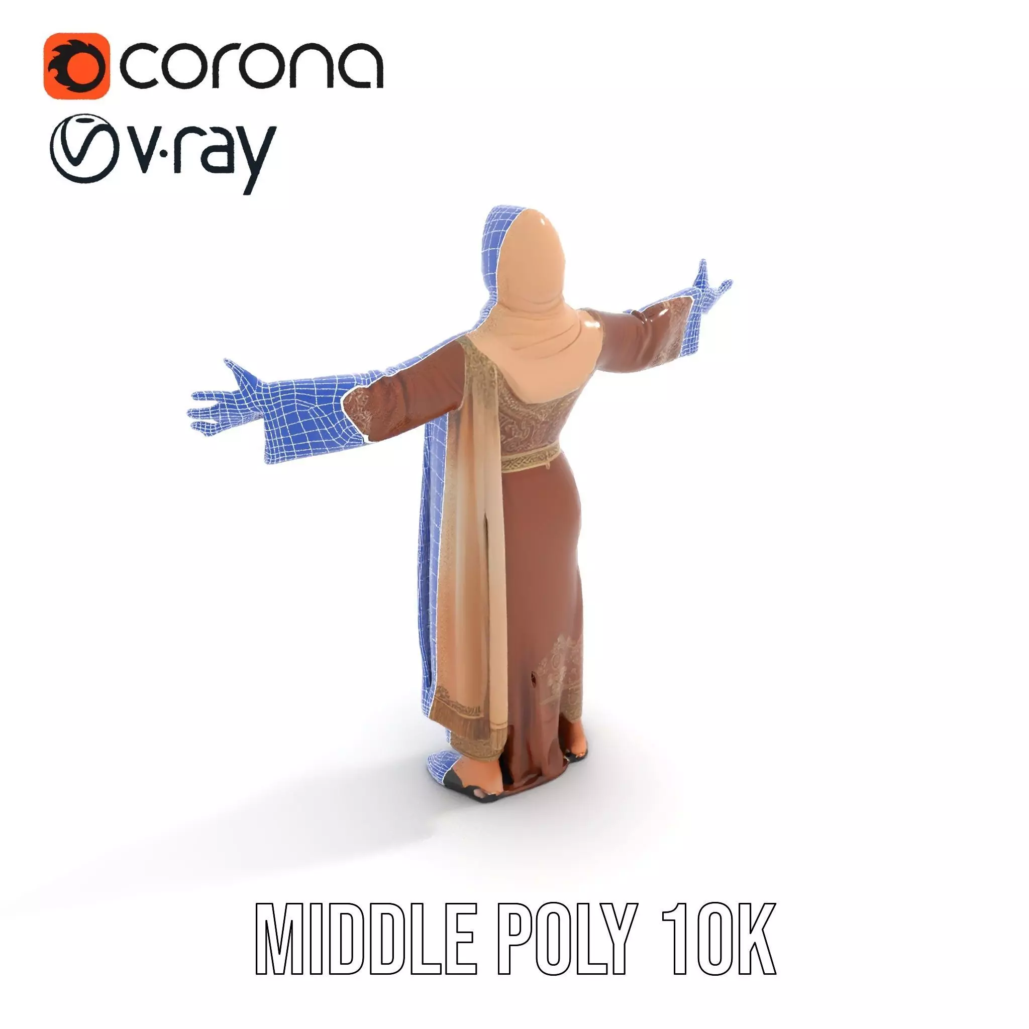 Elegant Brown Abaya model pack Low-poly 3D model_24