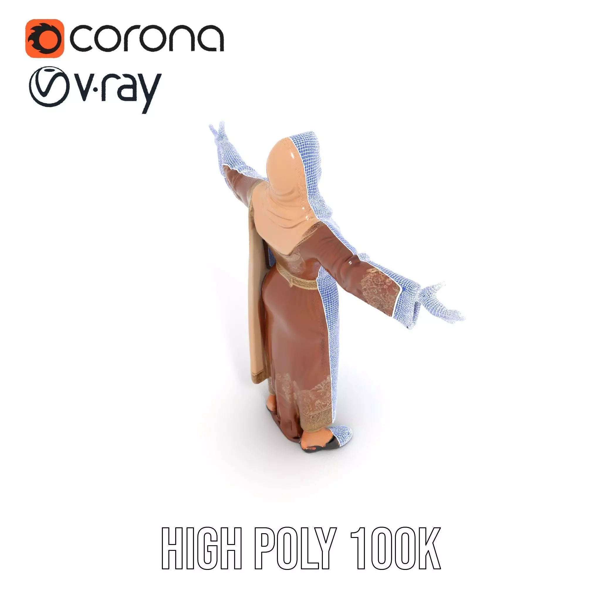 Elegant Brown Abaya model pack Low-poly 3D model_32