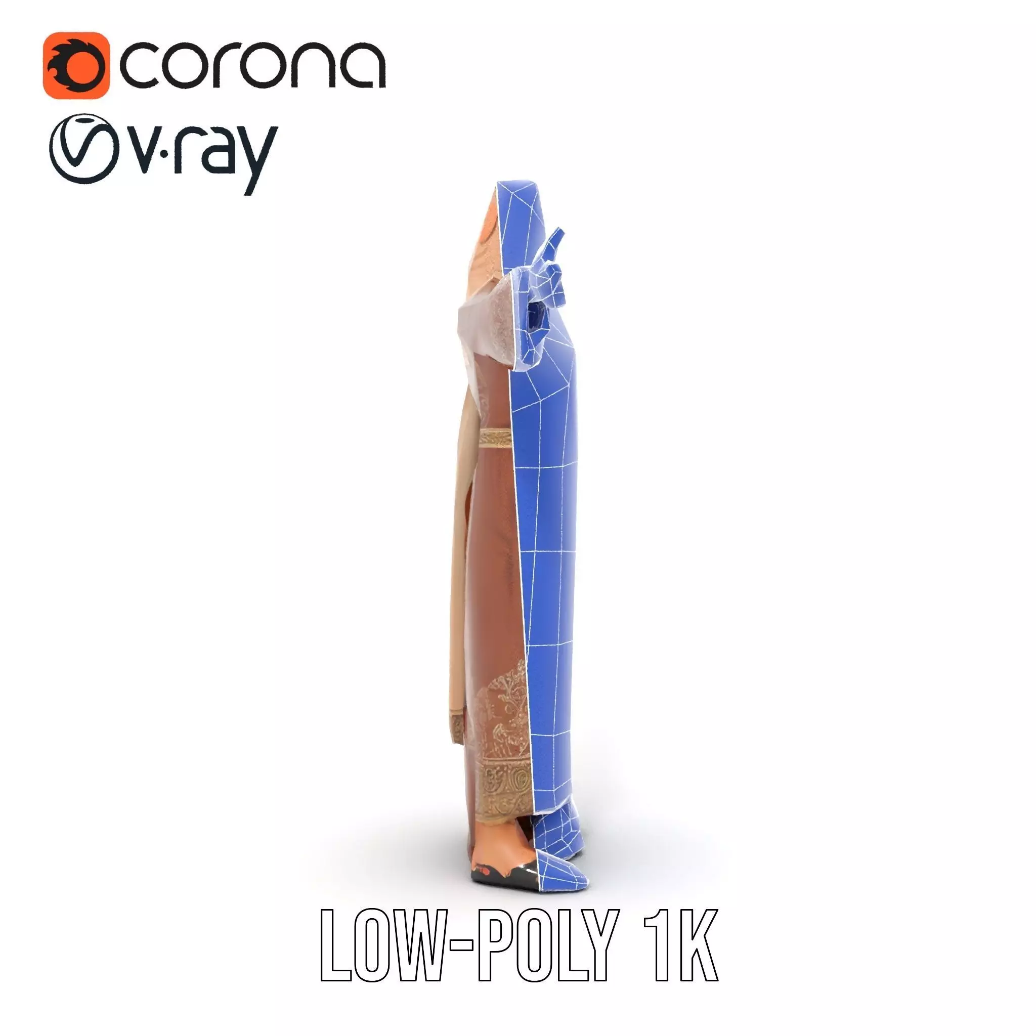 Elegant Brown Abaya model pack Low-poly 3D model_31