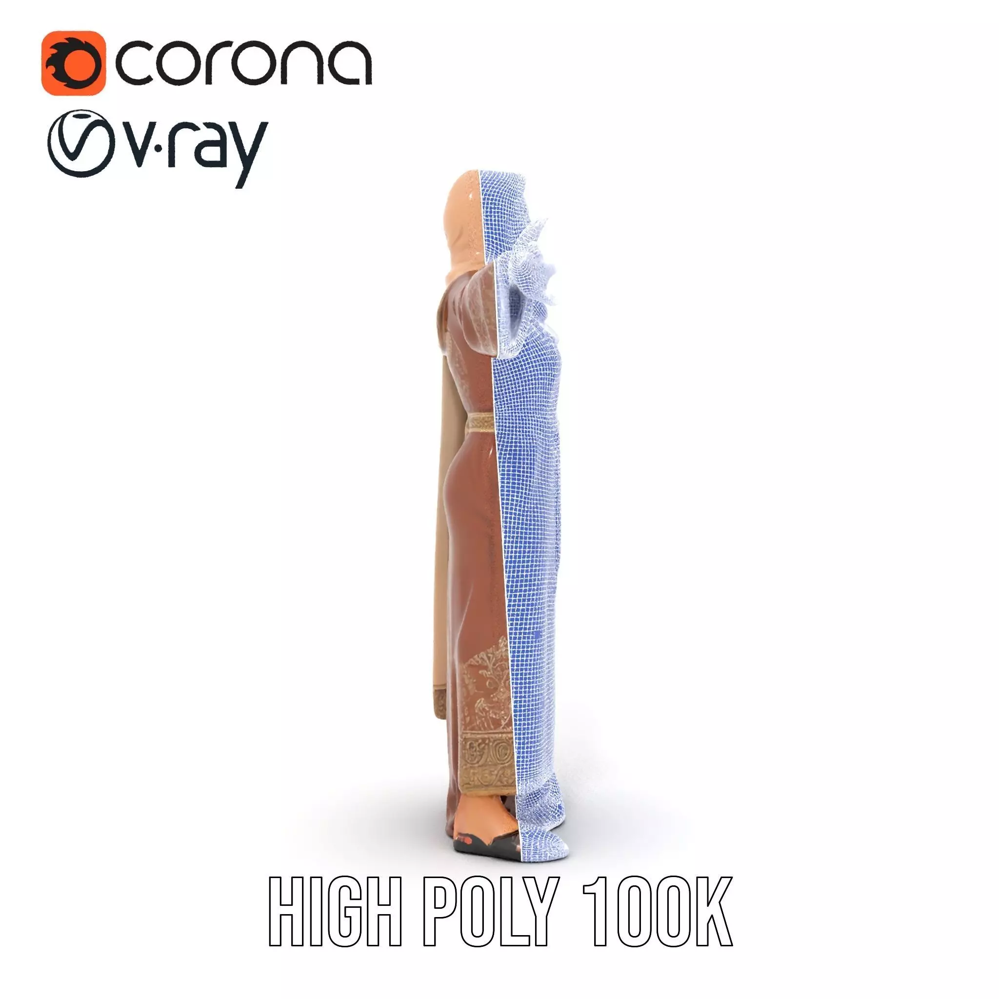 Elegant Brown Abaya model pack Low-poly 3D model_34