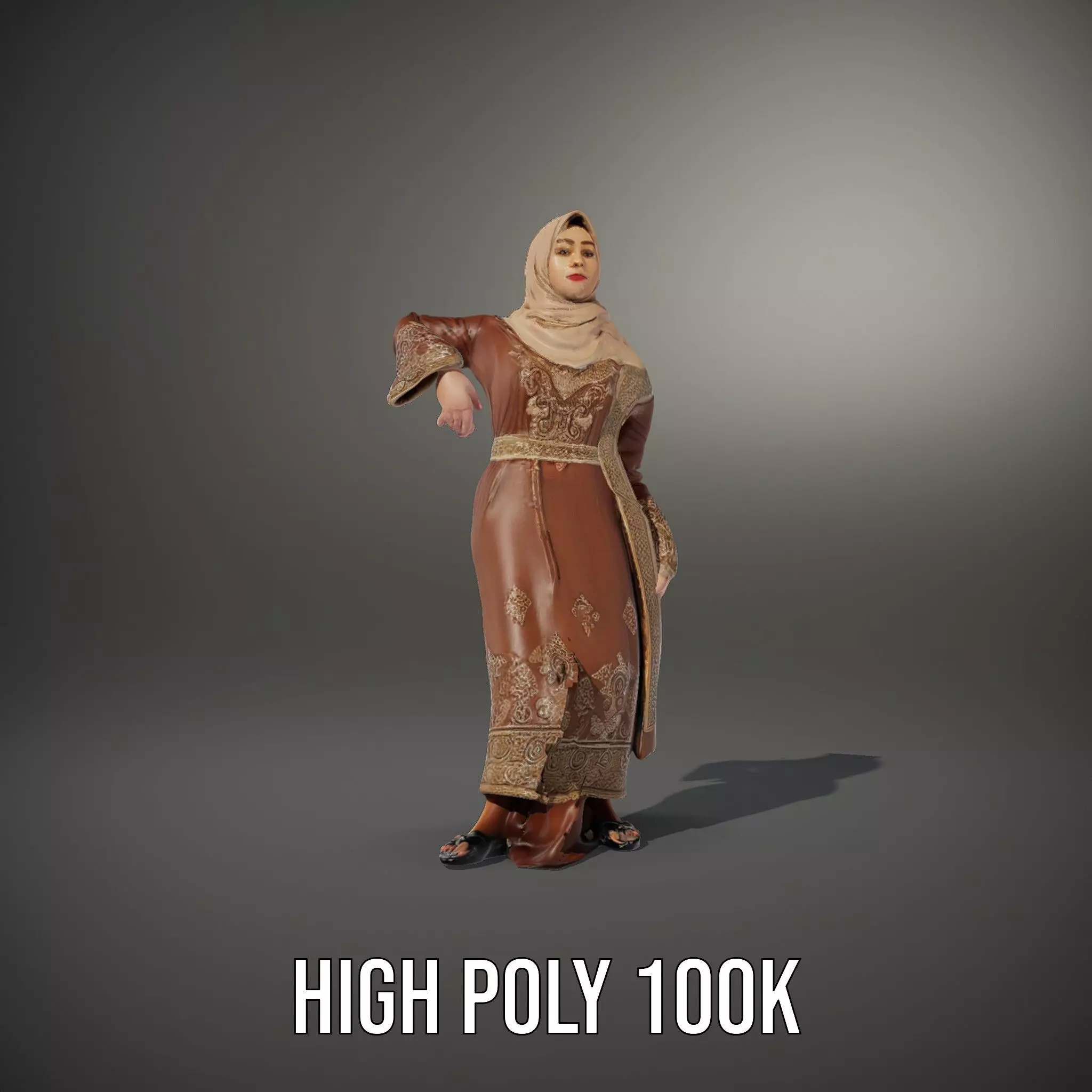 Elegant Brown Abaya model pack Low-poly 3D model_12