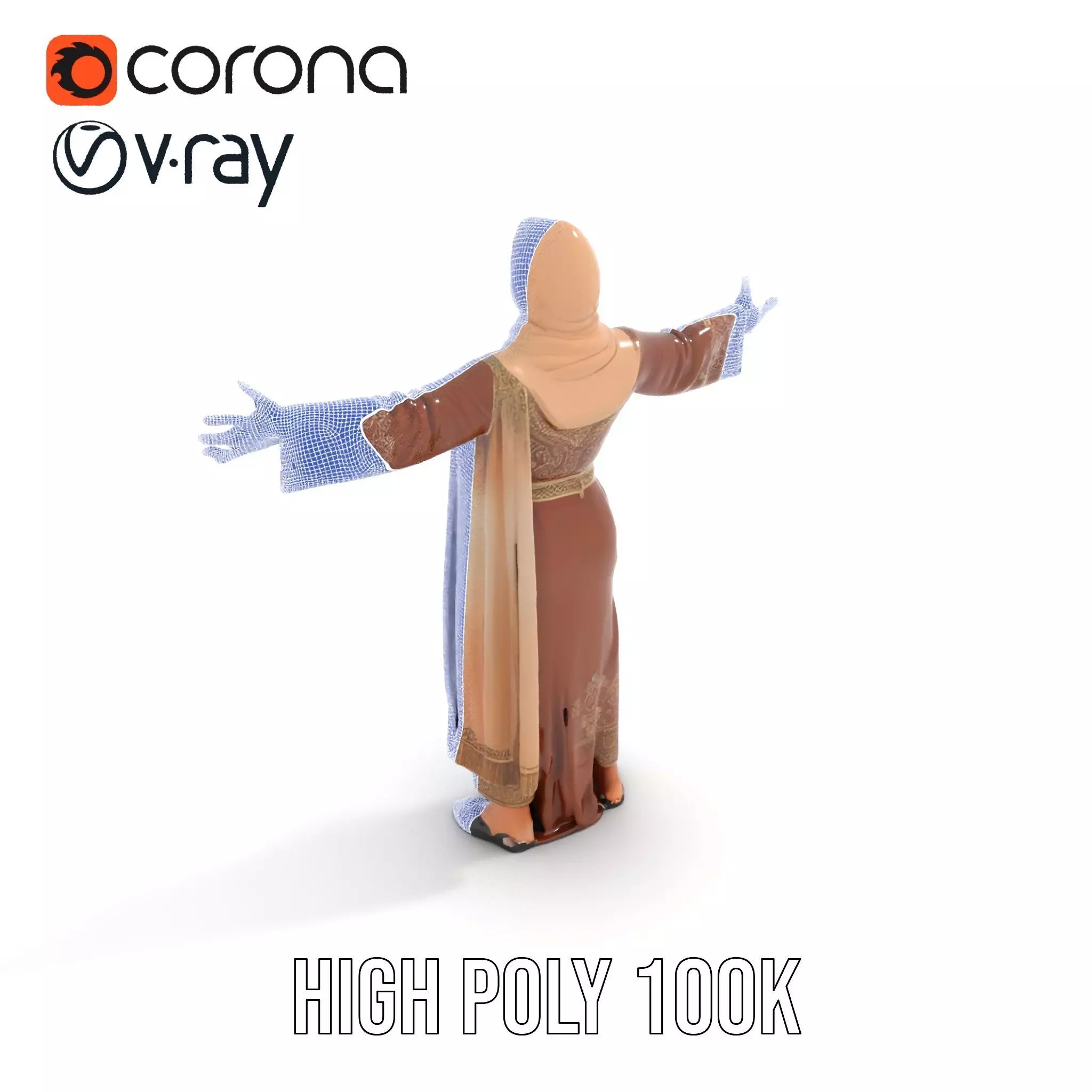 Elegant Brown Abaya model pack Low-poly 3D model_29