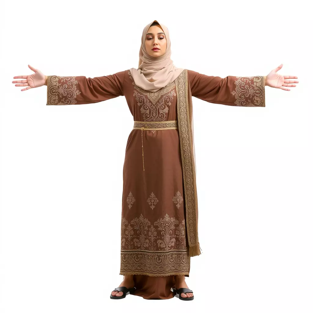 Elegant Brown Abaya model pack Low-poly 3D model_2