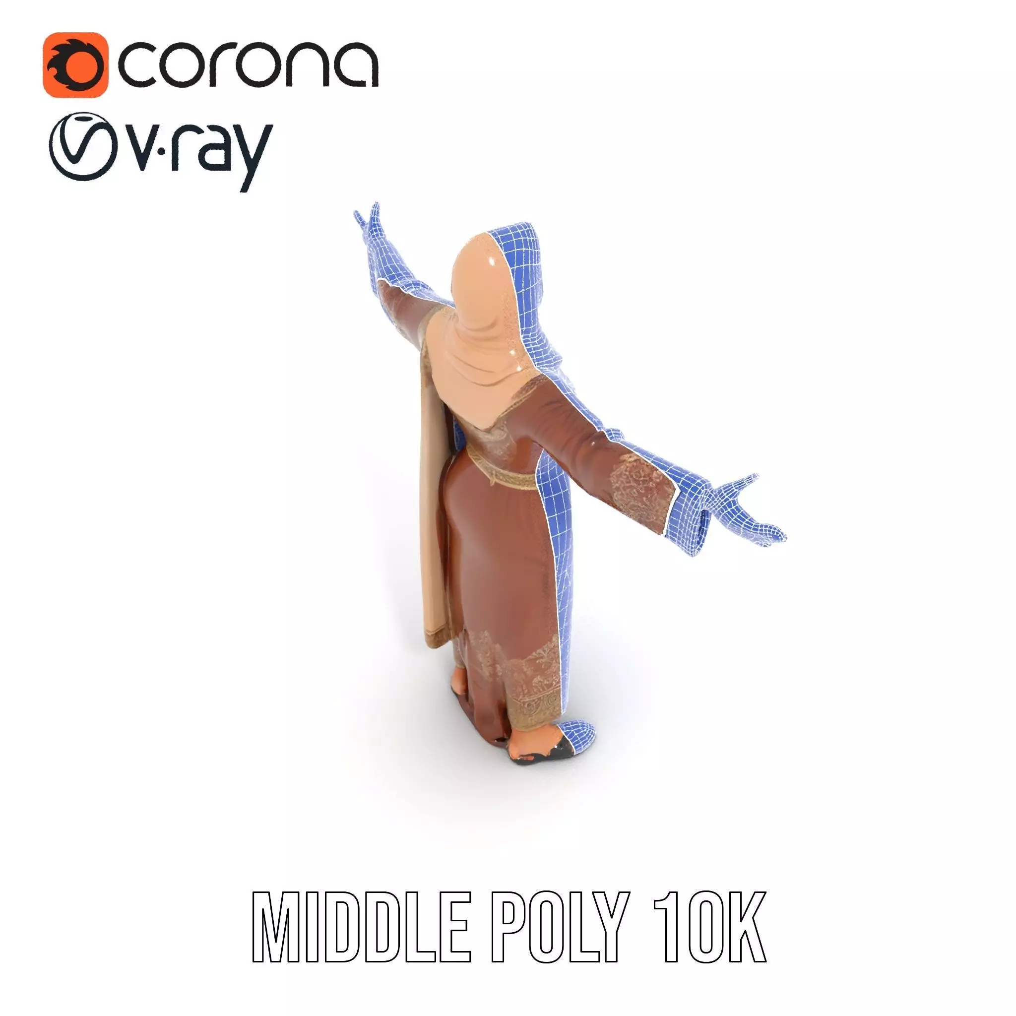 Elegant Brown Abaya model pack Low-poly 3D model_15