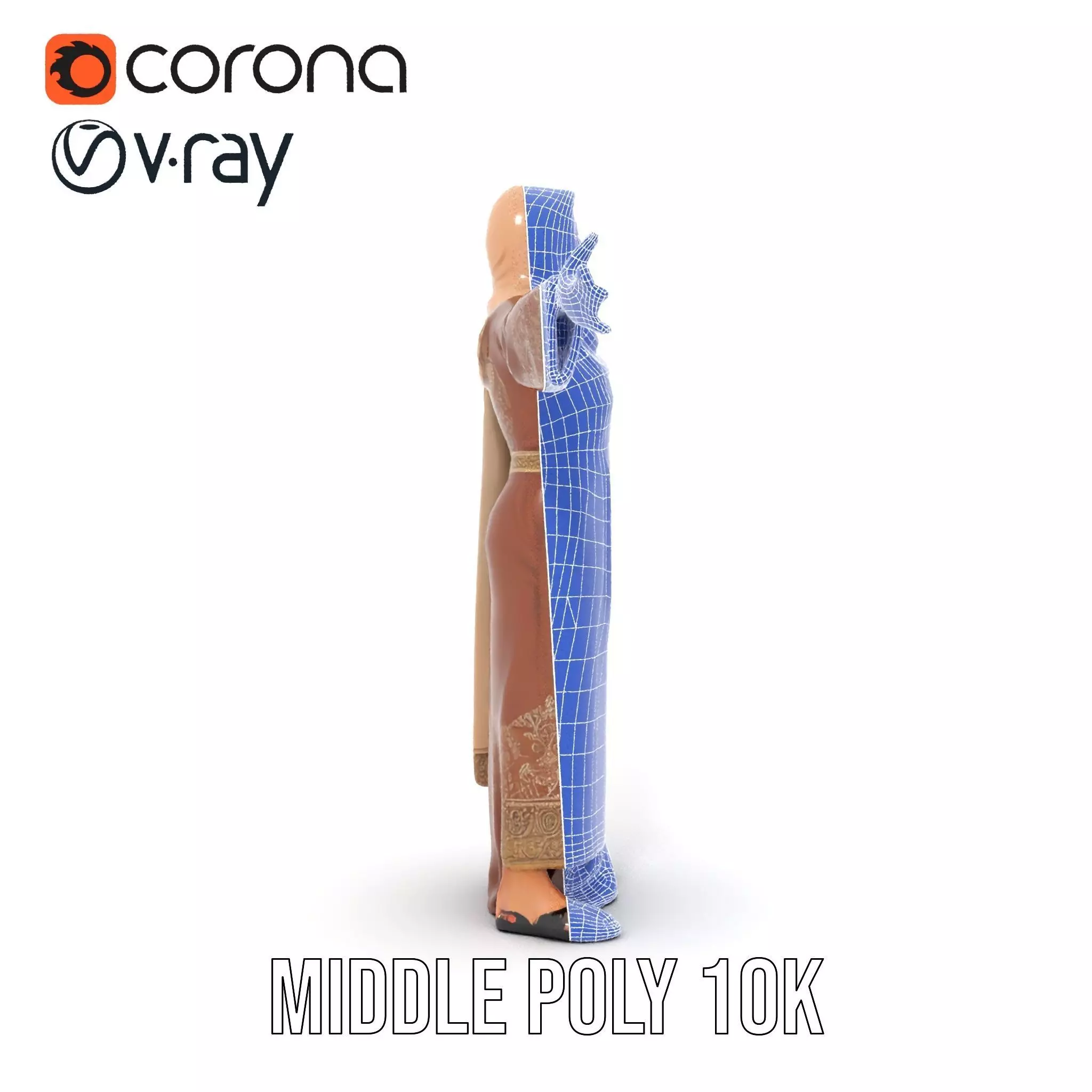 Elegant Brown Abaya model pack Low-poly 3D model_30