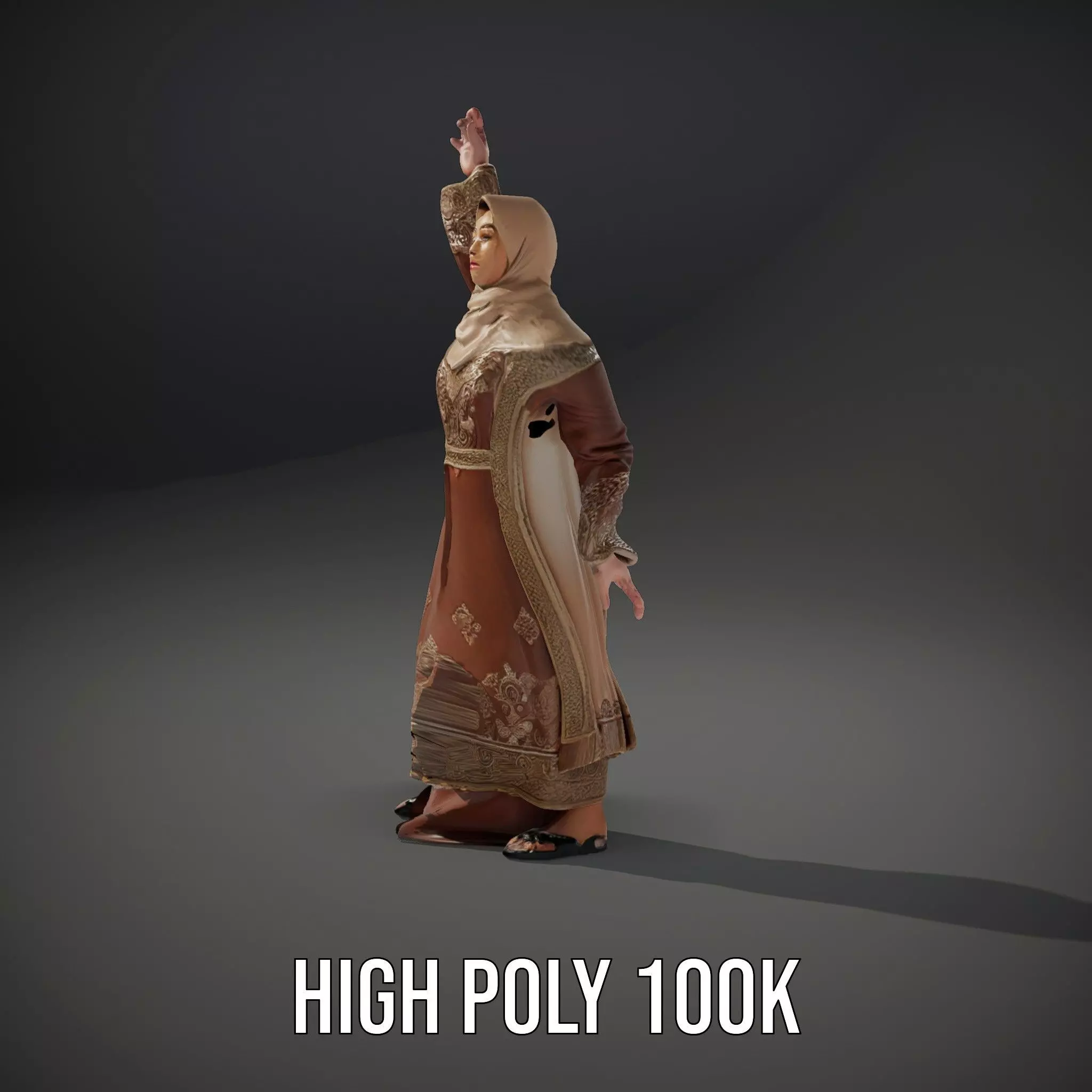 Elegant Brown Abaya model pack Low-poly 3D model_20