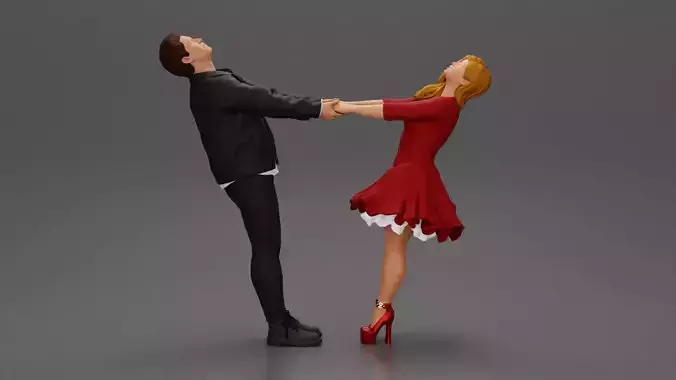 Couple leaning back holding hands enjoying a playful dance