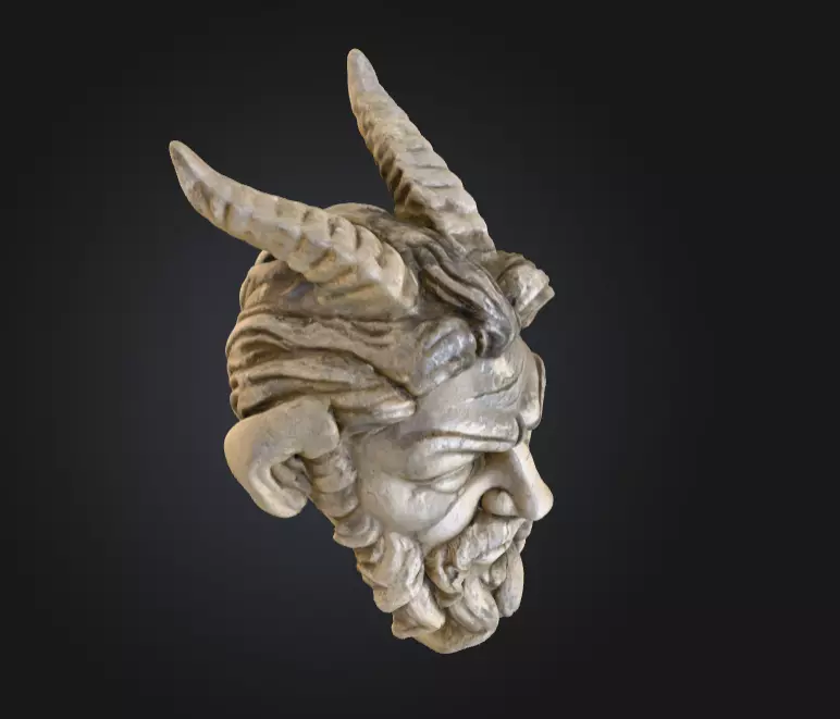 Horned Stone Sentinel Bust Low-poly 3D model_9