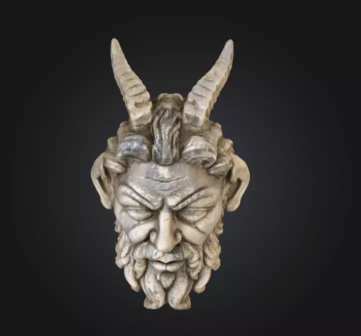 Horned Stone Sentinel Bust Low-poly 3D model_7