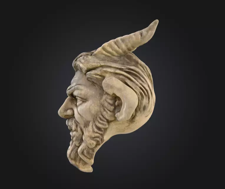 Horned Stone Sentinel Bust Low-poly 3D model_6