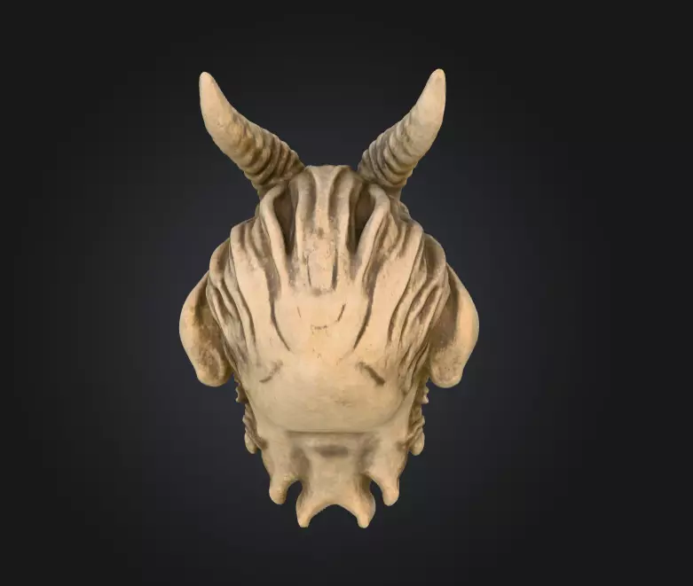 Horned Stone Sentinel Bust Low-poly 3D model_4