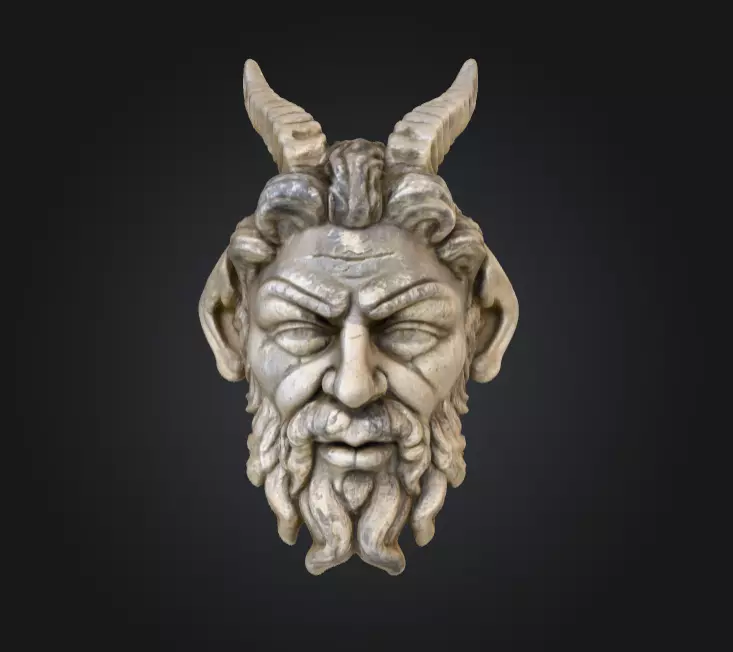 Horned Stone Sentinel Bust Low-poly 3D model_0