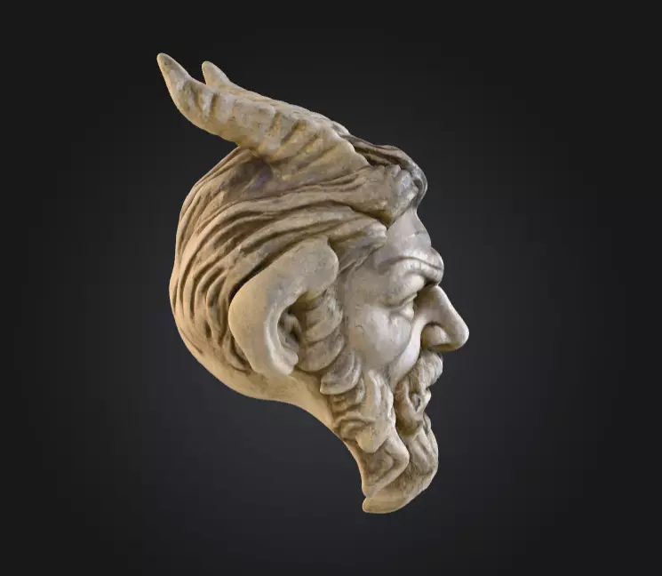 Horned Stone Sentinel Bust Low-poly 3D model_2