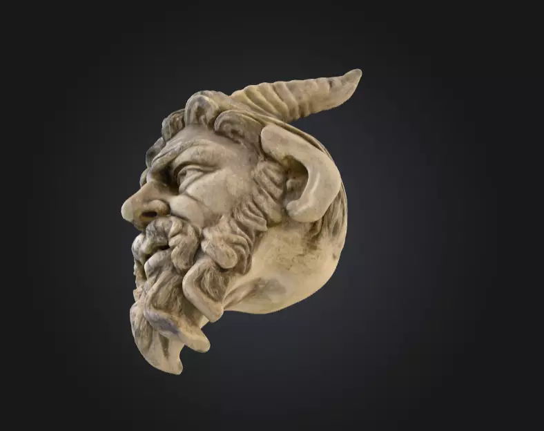 Horned Stone Sentinel Bust Low-poly 3D model_11