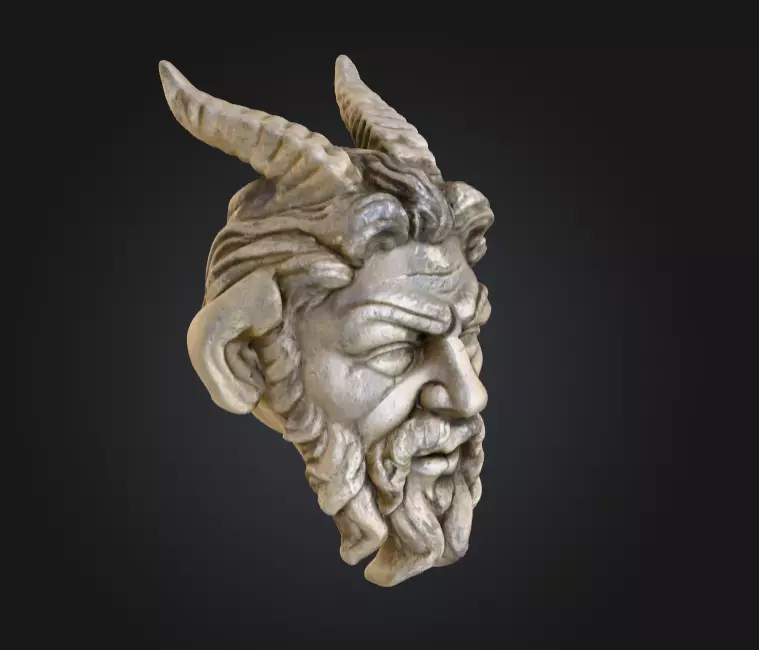 Horned Stone Sentinel Bust Low-poly 3D model_1