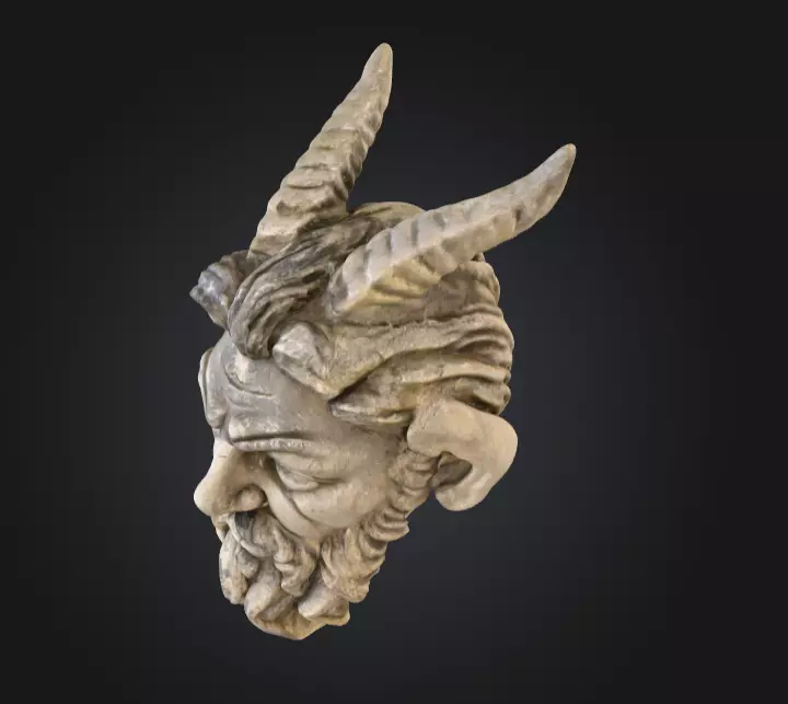 Horned Stone Sentinel Bust Low-poly 3D model_8