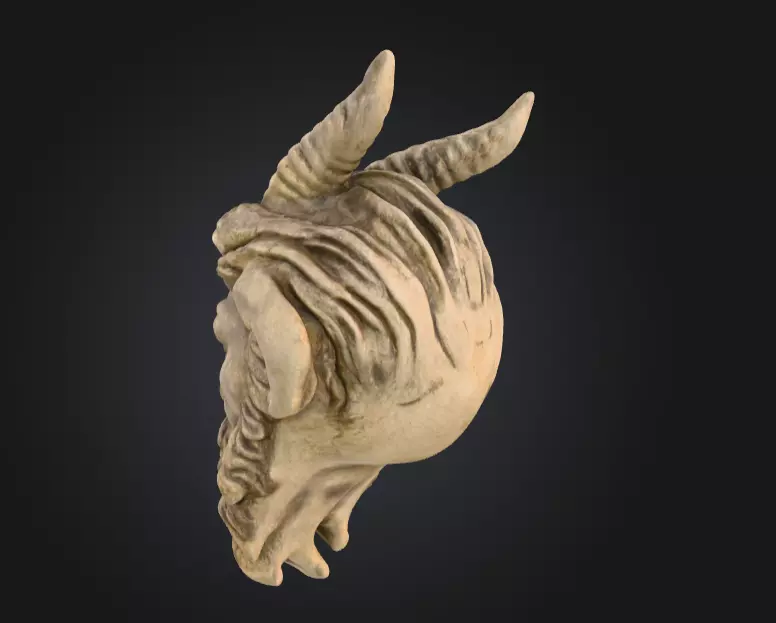 Horned Stone Sentinel Bust Low-poly 3D model_5
