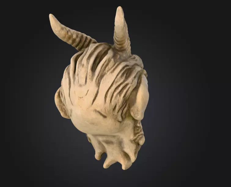 Horned Stone Sentinel Bust Low-poly 3D model_3