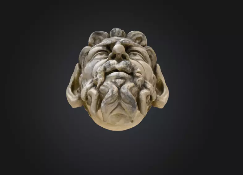 Horned Stone Sentinel Bust Low-poly 3D model_10