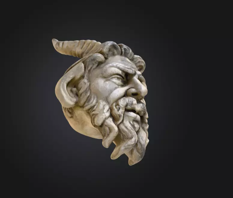 Horned Stone Sentinel Bust Low-poly 3D model_12