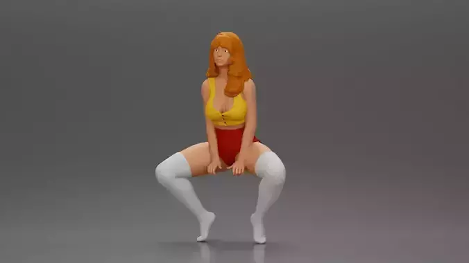 Sexy girl sitting at home wearing shorts and mini shirt at home