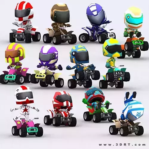 3DRT - chibii racers - quad bikes Low-poly 3D model