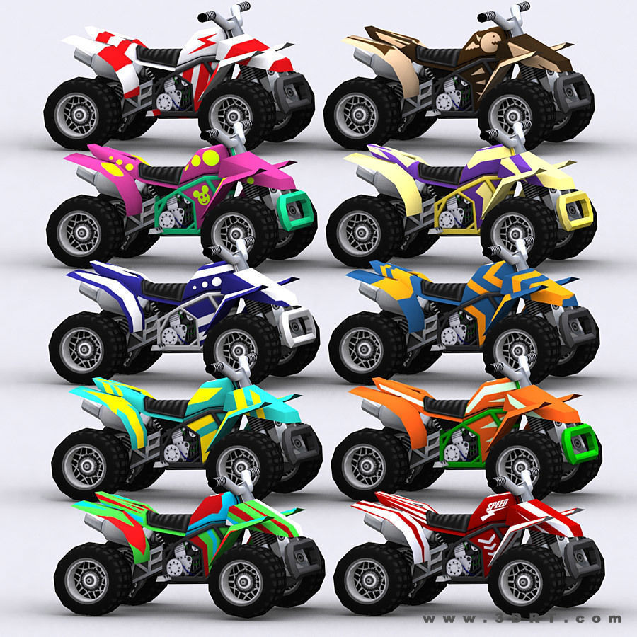 3DRT - chibii racers - quad bikes Low-poly 3D model_4