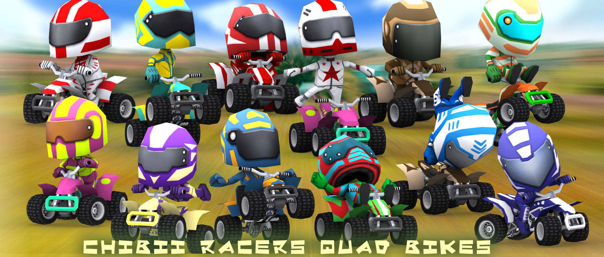 3DRT - chibii racers - quad bikes Low-poly 3D model_2