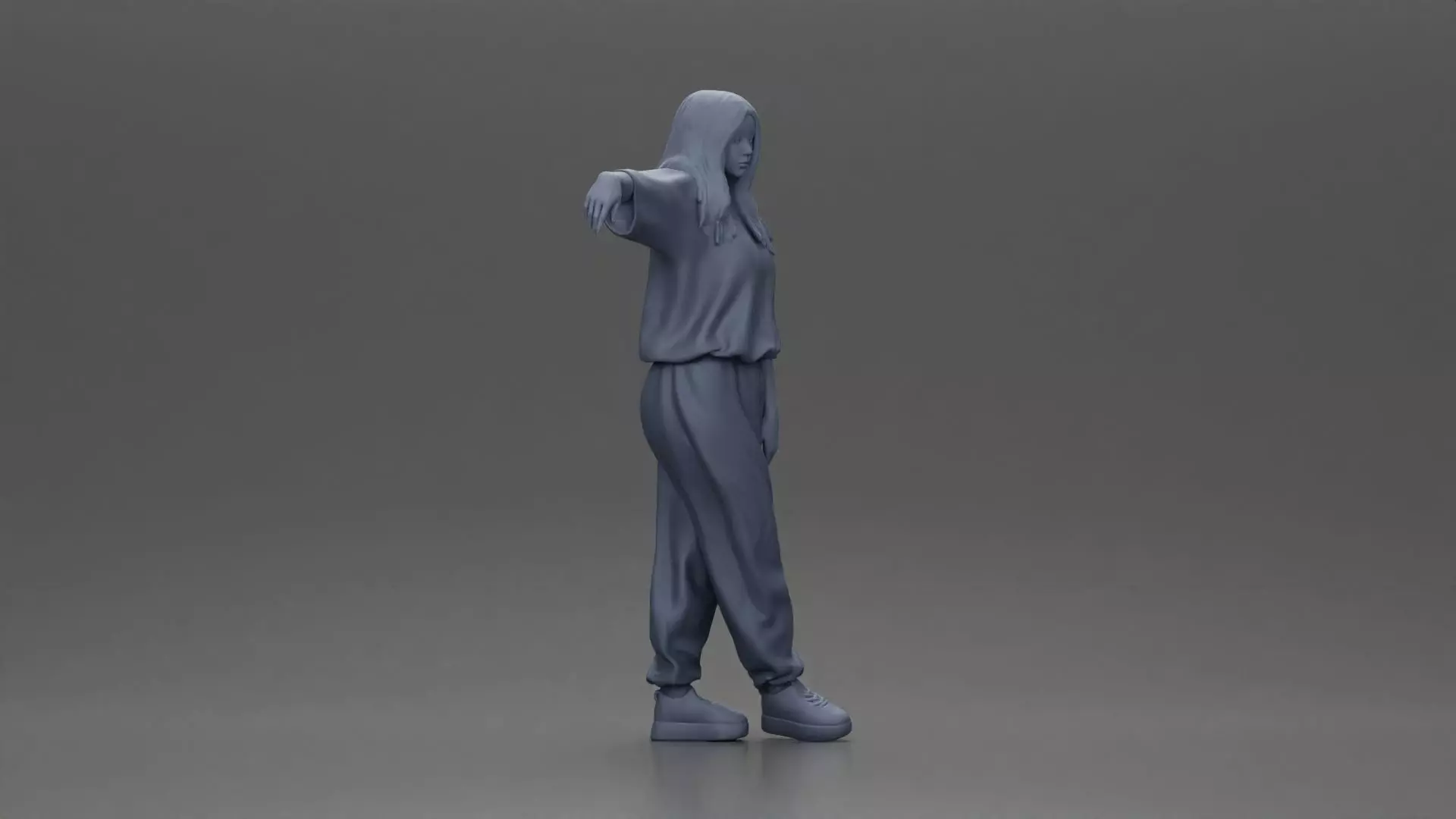 woman leaning on the car in magenta and lavender striking 3D print model_7