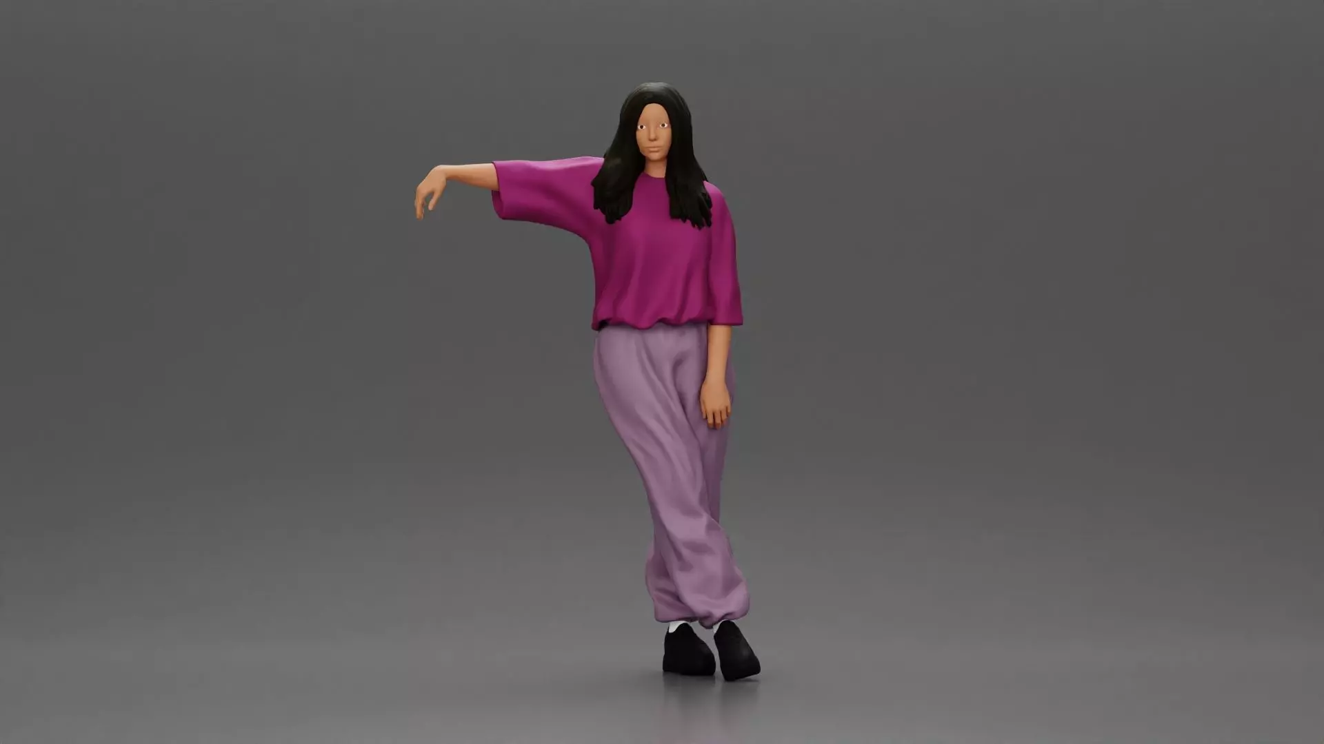 woman leaning on the car in magenta and lavender striking 3D print model_0