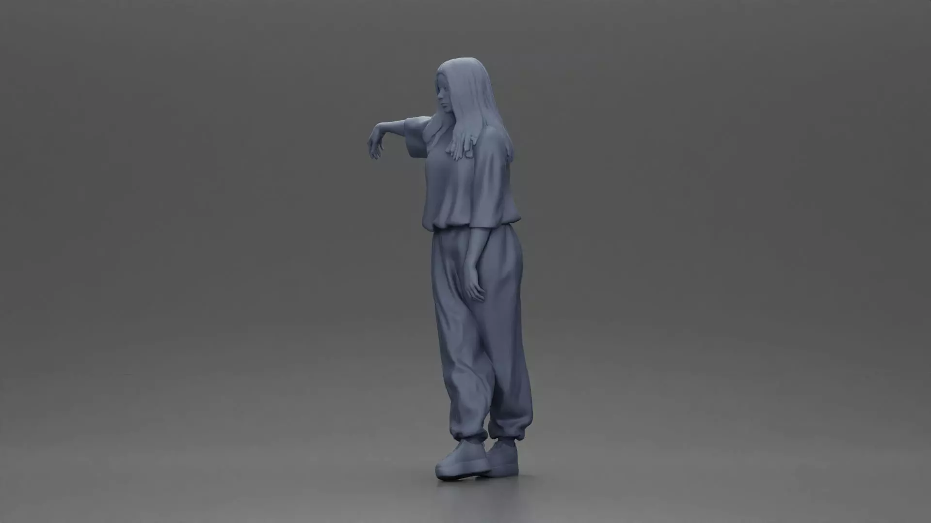 woman leaning on the car in magenta and lavender striking 3D print model_11