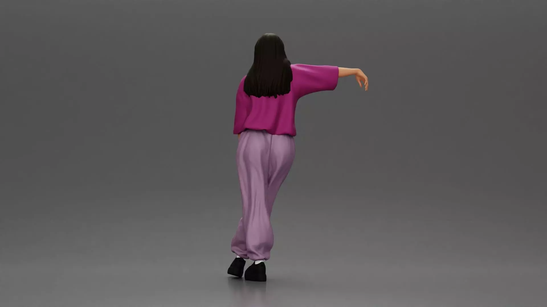 woman leaning on the car in magenta and lavender striking 3D print model_3