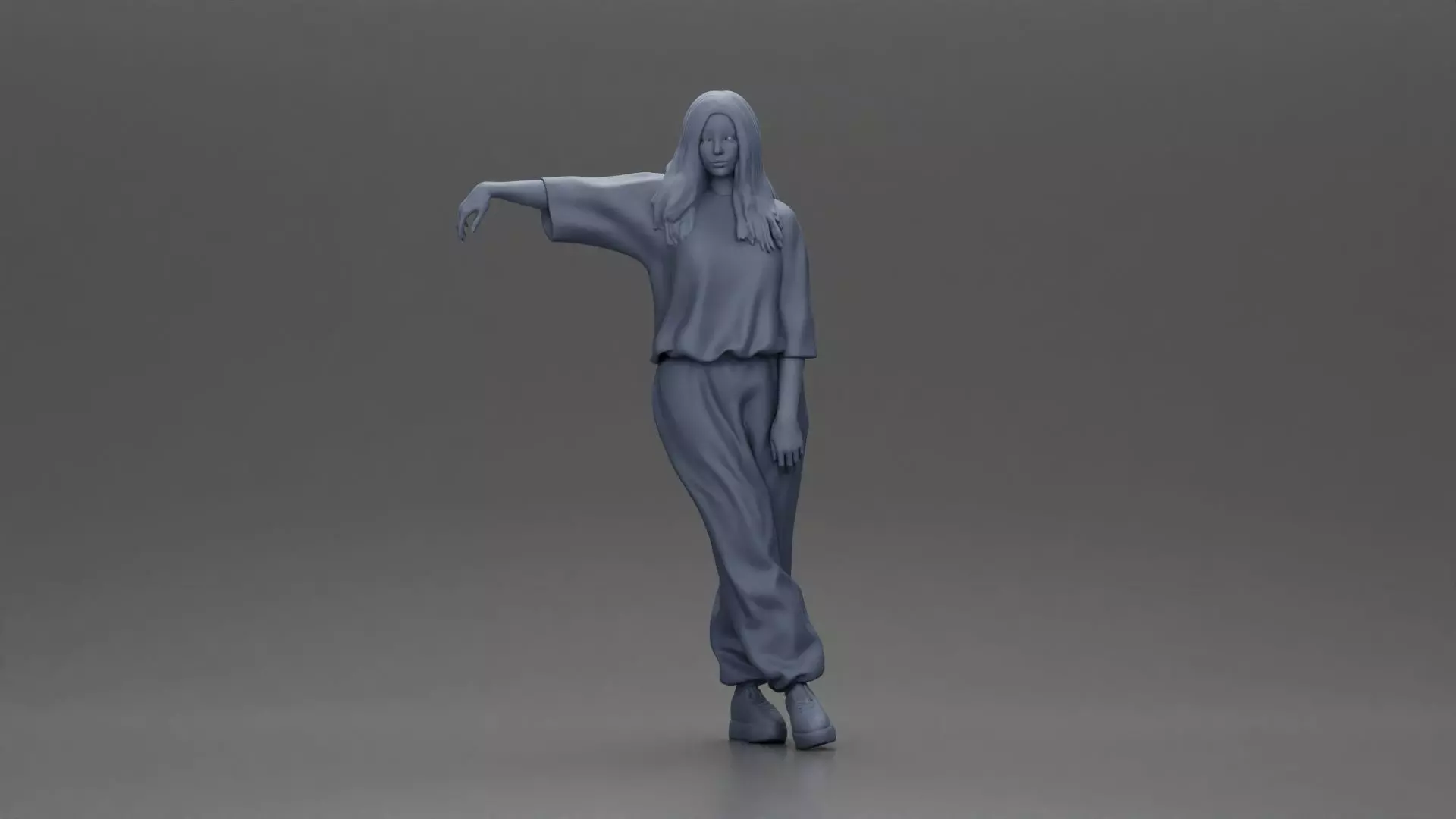 woman leaning on the car in magenta and lavender striking 3D print model_6