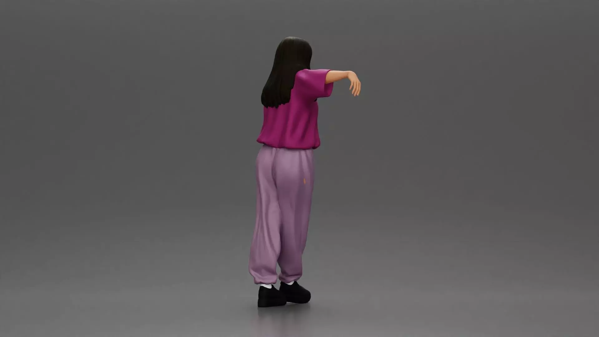 woman leaning on the car in magenta and lavender striking 3D print model_2