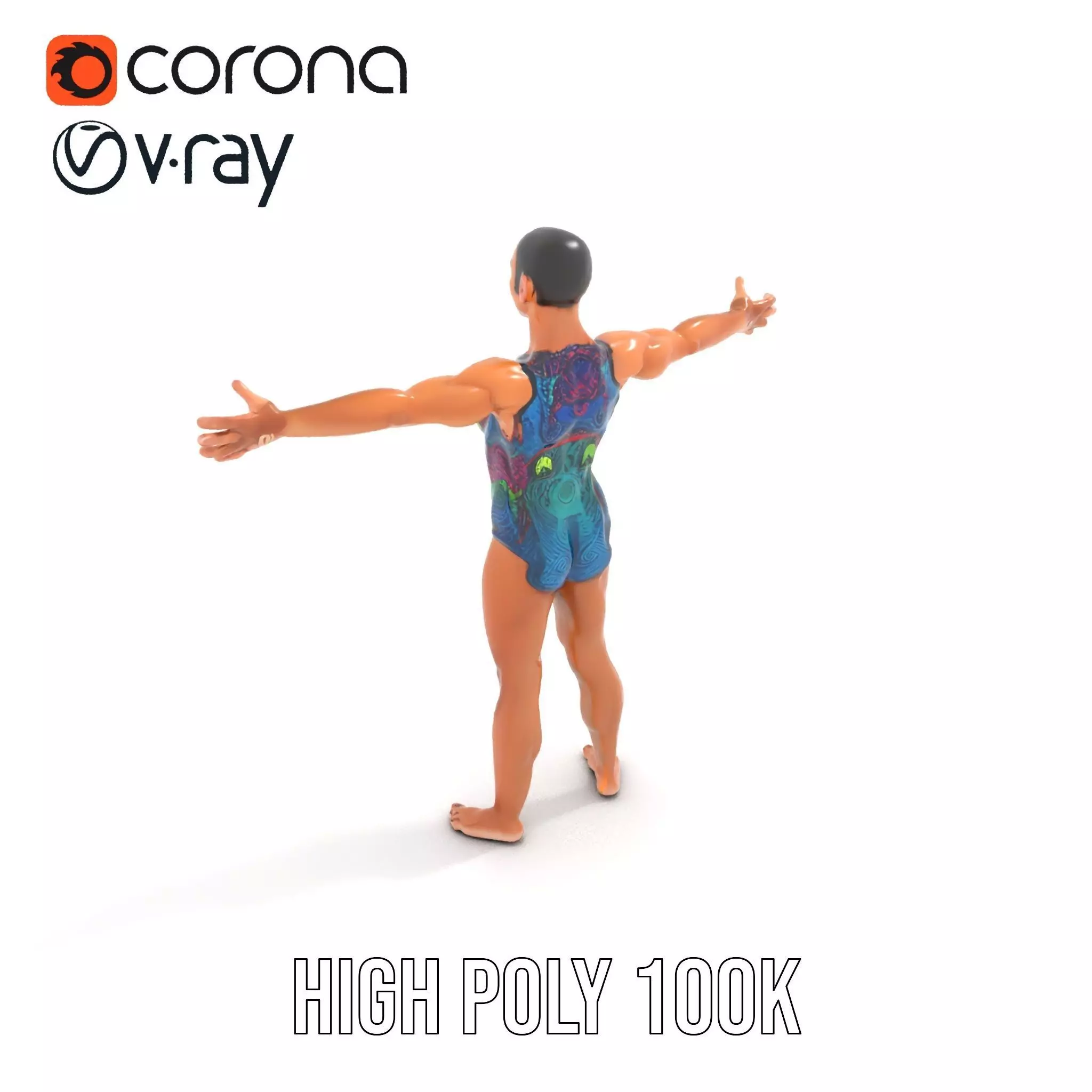 Vibrant Swimsuit Athlete model pack Low-poly 3D model_29