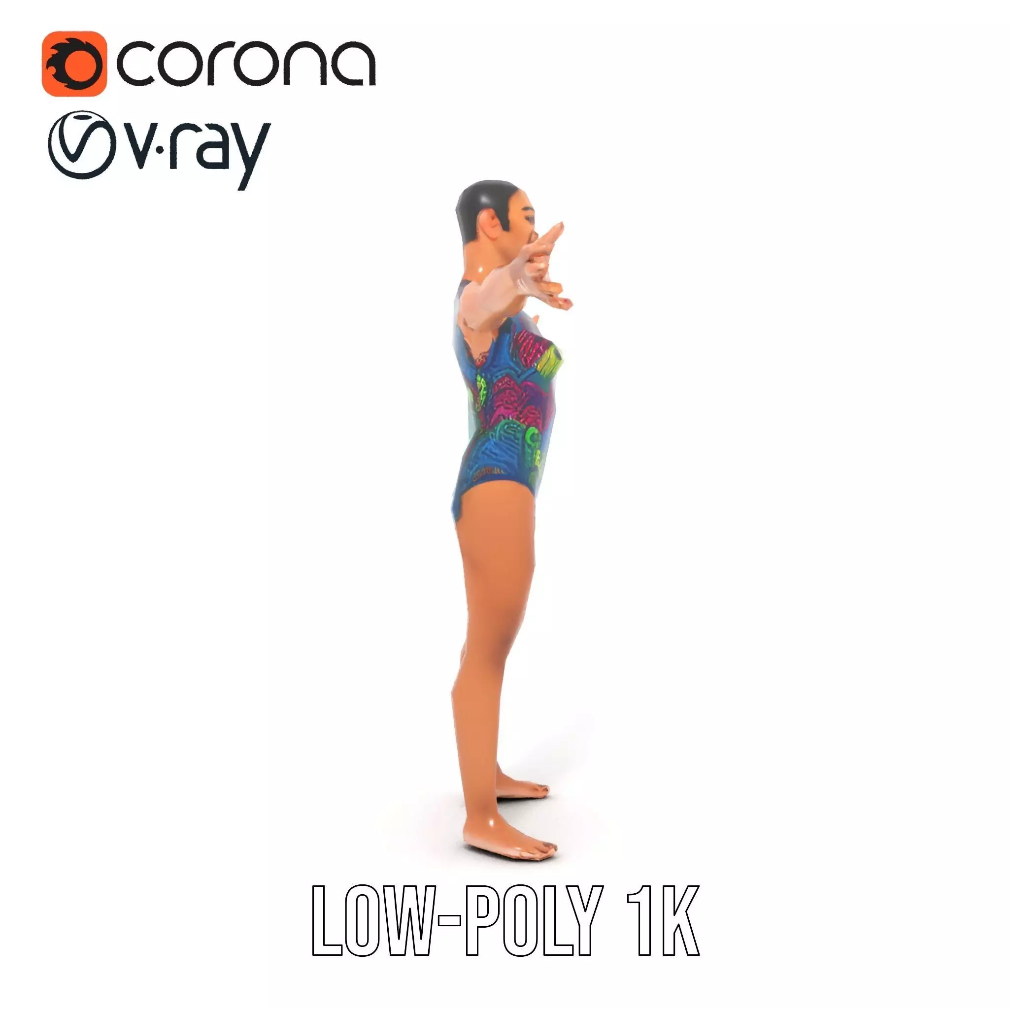 Vibrant Swimsuit Athlete model pack Low-poly 3D model_9